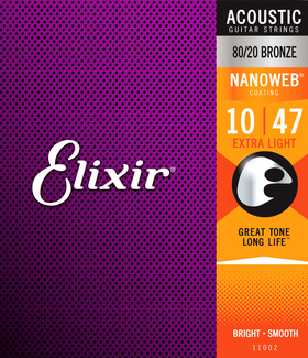 Elixir 11002 Acoustic Nanoweb Anti Rust 010-047 Extra-Light