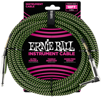 Ernie Ball Instrumentenkabel EB6082 5,49m schwarz/grün